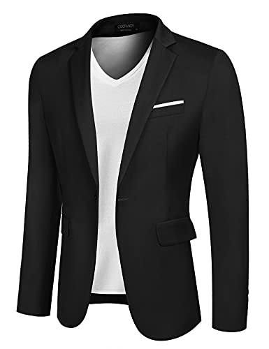 COOFANDY Men's Sport Coats & Blazers Black Casual Suit Jackets Slim Fit Business One Button Sports Coat Black, Large