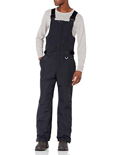 Amazon Essentials Men's Water-Resistant Insulated Snow Bib Overall, Black, Large