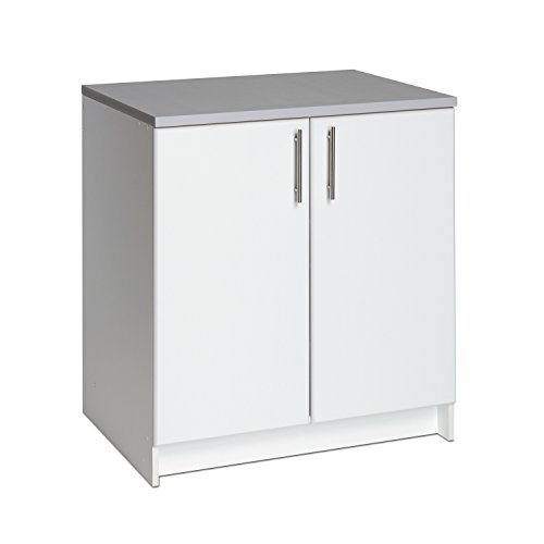 Prepac Elite Functional Shop Cabinet with Adjustable Shelf and 2 Doors, Simplistic Freestanding 2-Door Garage Cabinet 24' D x 32' W x 36' H, White, WEB-3236