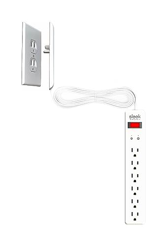 Sleek Socket - The Original & Patented Ultra-Thin Outlet Concealer with 6 Outlet Surge Protector, Cord Concealer Kit, 6-Foot Cord, Universal Size (Ideal for Home Office & Home Theater)