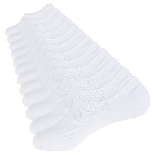 Closemate Mens No Show Socks Men No Show Socks Women Invisible Socks Men Invisible Socks Women Mens Invisible Socks 6 Pairs Low Cut Socks Non Slip Casual Socks (6White, Size L)