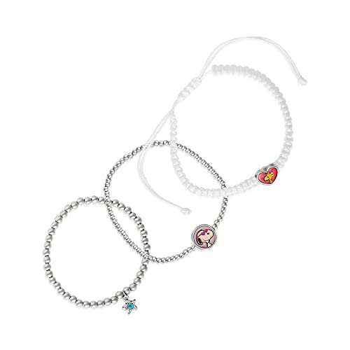 Peanuts Snoopy Womens Stretch Bracelet 3-Piece Set - Star, Woodstock, and Snoopy Bracelet - Snoopy Jewelry - Officially Licensed