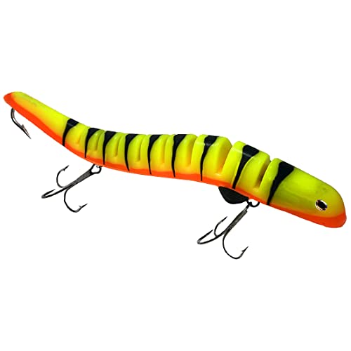 Delong Lures - Musky Fishing Lures, 11' Flying Witch Fishing Lures for Bass, Pike, Musky - Segmented Rip Baits Slow Sinking Swimbaits, Freshwater & Saltwater Fishing Tackle - Made in USA (FireTiger)