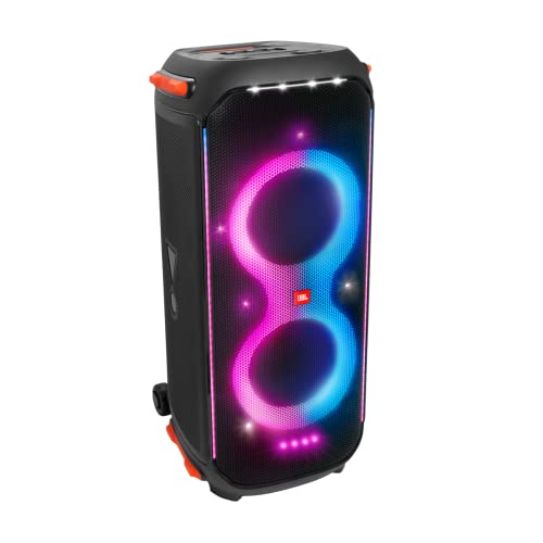 JBL PartyBox 710 -Party Speaker with Powerful Sound, Built-in Lights and Extra Deep Bass, IPX4 Splash Proof, App/Bluetooth Connectivity, Made for Everywhere a Handle Wheels (Black)
