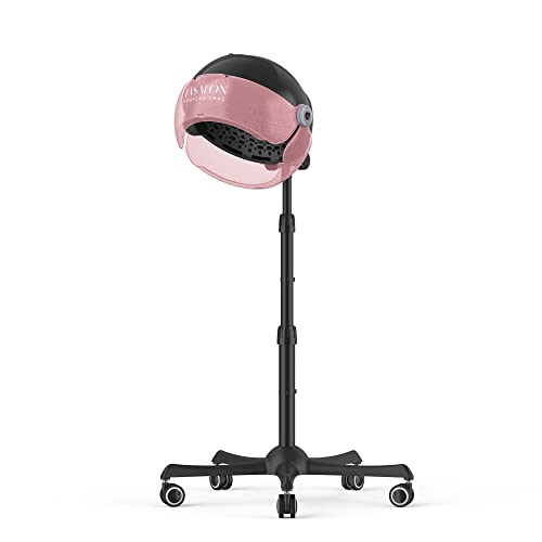 TASALON Ionic Hooded Hair Dryer, 1875W Professional Adjustable Standing Bonnet with 3 Temperature Settings, Sit Under Hair Dryer for Home, Auto Salon Dryer with Rolling Wheels & Timer, Pink