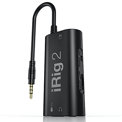 IK Multimedia iRig 2 portable guitar audio interface, lightweight audio adapter for iPhone and iPad with instrument input and headphone/amplfiier outs