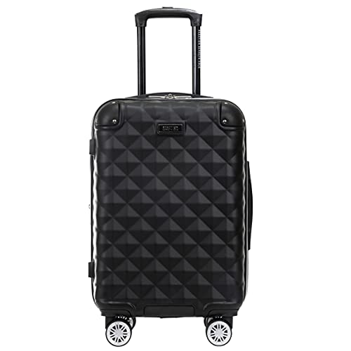 Kenneth Cole REACTION Diamond Tower Collection Lightweight Hardside Expandable 8-Wheel Spinner Travel Luggage, Black, 20-Inch Carry On
