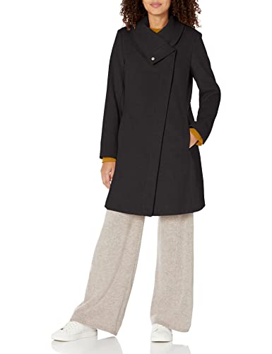 KENNETH COLE Women's Wool Coat, ASYMMETRICAL CLASSIC BLACK, Small