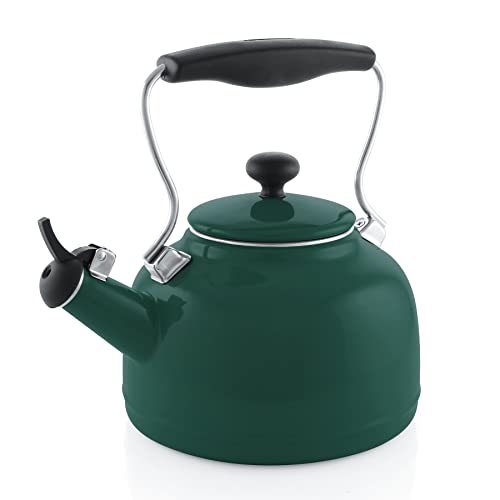 Chantal Tea Kettle, Vintage Series, Enamel on Steel, Whistling (Forest Green)
