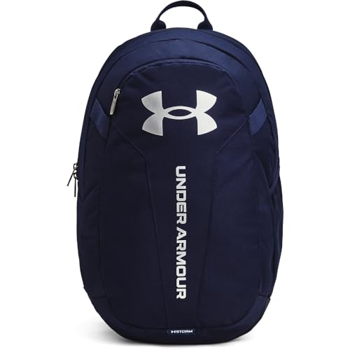 Under Armour Unisex-Adult Hustle Lite Backpack , (410) Midnight Navy / Midnight Navy / Metallic Silver , One Size Fits All