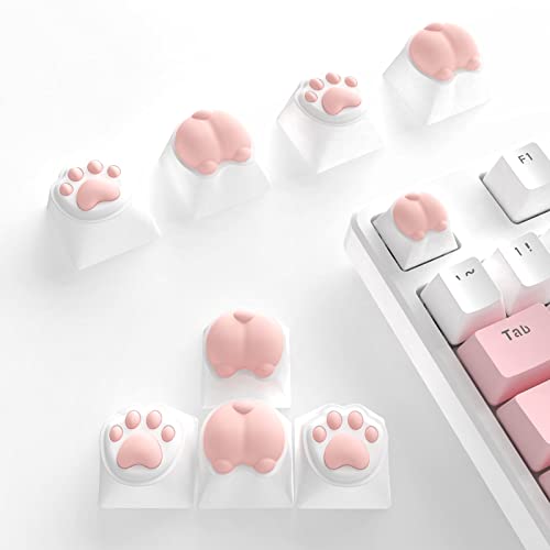 Custom 8 Pcs Cute Cat Claw and Butt Shape PBT&Silicone Keycaps Set Ergonomic OEM R4 Profile for 61/84/96/104 Key AKKO Gateron Kailh Cherry MX Cross Type Switch Mechanical Gaming Keyboard DIY(Pink-8)