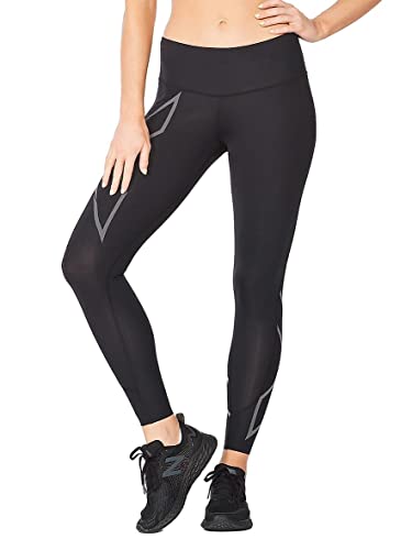 2XU Women's Light Speed Compression Tights - Lightweight & Flexible Support for Improved Running Performance (Black/Black Reflective, Medium)