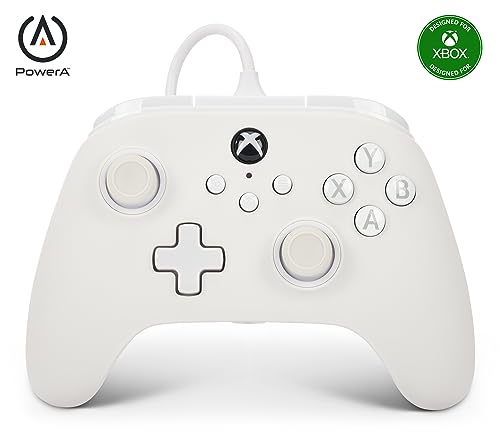 PowerA Advantage Wired Controller for Xbox Series X|S - Mist, White Xbox Controller with Detachable 10ft USB-C Cable, Mappable Buttons, Trigger Locks and Rumble Motors, Officially Licensed for Xbox