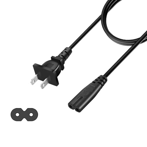 TV Power Cord 10Ft Long Plug Cable Replacement for Samsung LG TCL Sony Hisense Apple (UL Listed - Non Polarized, 125V - 18 AWG)