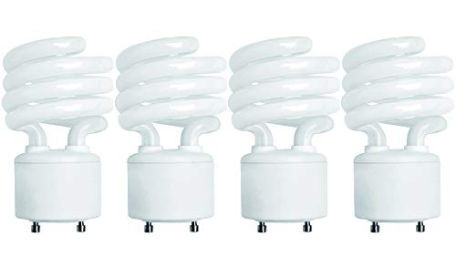 KOR (4 Pack) 13 Watt Mini Spiral - GU24 Base - (60W Equivalent) - T2 Mini-Twist - CFL Light Bulb (Bright White (5000K), CFL)