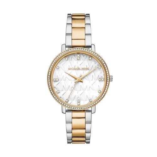 Michael Kors Women's Pyper Quartz Watch with Alloy Strap, Two-Tone, 16 (Model: MK4595)