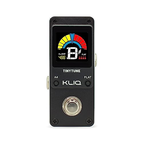 KLIQ TinyTune Tuner Pedal for Guitar and Bass - Mini - Chromatic - with Pitch Calibration and Flat Tuning (Power Supply Required)