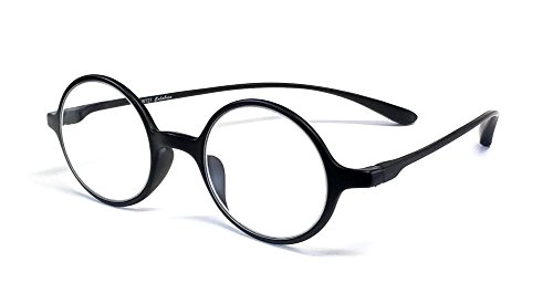 Calabria 721 Flexie Round Reading Glasses +3.50 Ebony Men/Women Bendable Flexible Single Power Readers Durable TR90 Frame