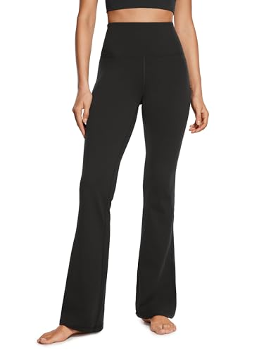 CRZ YOGA Womens Butterluxe High Waist Flare Leggings 32 Inches - Wide Leg Bootcut Yoga Pants with Pockets Soft Lounge Casual Black Medium