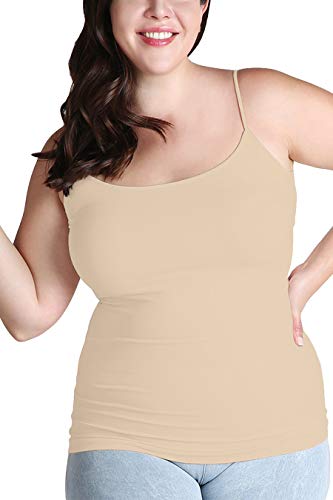 NIKIBIKI Women Seamless Premium Classic Camisole, Made in U.S.A, Plus Size (Stone)