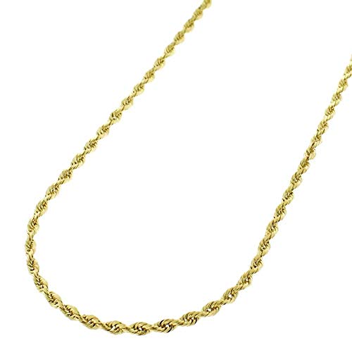 Verona Jewelers 14K Gold 1.5MM Diamond Cut Rope Chain Necklace For Men and Women- Braided Twist Chain Necklace 14K Necklace, 14k Rope Chain, 14K Gold Necklace 16-26 (18)