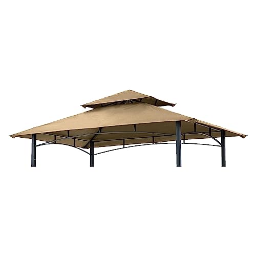 Grill Gazebo Replacement Canopy Roof - Gafrem 5x8 Outdoor BBQ Gazebo Roof Top Double Tiered Grill Shelter Cover Only Fit for Model L-GG001PST-F (Khaki)