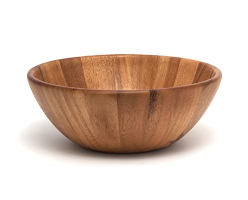 Lipper International Acacia Round Flair Serving Bowl for Fruits or Salads, Large, 12' Diameter x 4.5' Height, Single Bowl