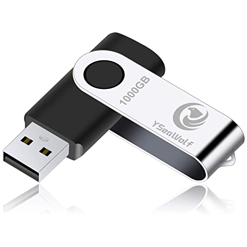 USB Flash Drive 1000GB, 2.0 USB Thumb Drives YSeaWolf for Computer/Laptop, External Data Storage Drive with Rotated Design, Memory Stick, Jump Drive Storage for Storing Photo/Video/Music/File(Black)