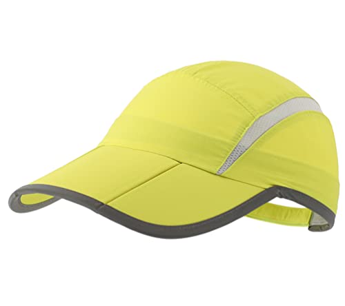 Connectyle Foldable Mesh Sun Cap Outdoor Sports Hat Breathable Sun Runner Cap with Reflective Trim Light Green
