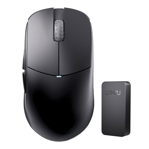 Lamzu Atlantis Mini 4K Wireless Gaming Mouse, Ultra Lightweight 51g, Mechanical Switch,26000 DPI,Symmetrical,MCU Nordic 52840,Silver TTC,PAW3395 Sensor,4K Dongle Included (Black)