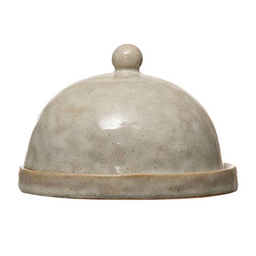 Creative Co-Op Stoneware Domed Dish, White Reactive Glaze (Each One Will Vary)