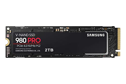 SAMSUNG 980 PRO SSD 2TB PCIe NVMe Gen 4 Gaming M.2 Internal Solid State Drive Memory Card , Maximum Speed, Thermal Control MZ-V8P2T0B/AM