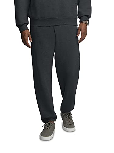 Fruit of the Loom mens Eversoft Fleece & Joggers (Regular Big Man) Sweatpants, Elastic Bottom - Black Heather, X-Large US