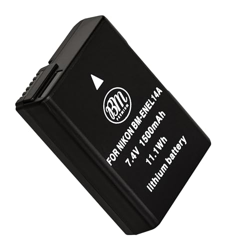 BM Premium EN-EL14A Battery for Nikon D3100, D3200, D3300, D3400, D3500, D5100, D5200, D5300, D5500, D5600, DF, Coolpix P7000, P7100, P7700 Digital SLR Cameras