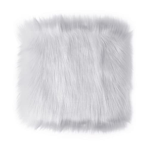 JIAKAI 12 Inches Mini Square Faux Fur Sheepskin Rugs,Fluffy Living Room Carpet Mini Small Size Fit for Photographing Background of Jewellery (Milky)