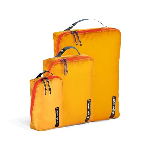 Eagle Creek Pack-It Set of Isolate Packing Cubes for Travel - Durable and Ultra-Lightweight with Angled Zipper and Water-Resistant Poly Ripstop Fabric, XS/S/M - Sahara Yellow
