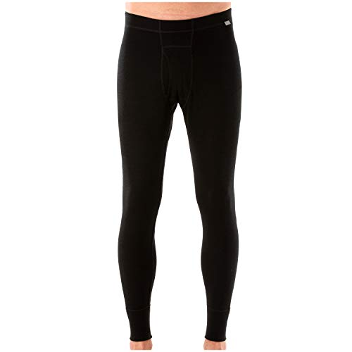 MERIWOOL Mens Base Layer 100% Merino Wool Thermal Pants Black