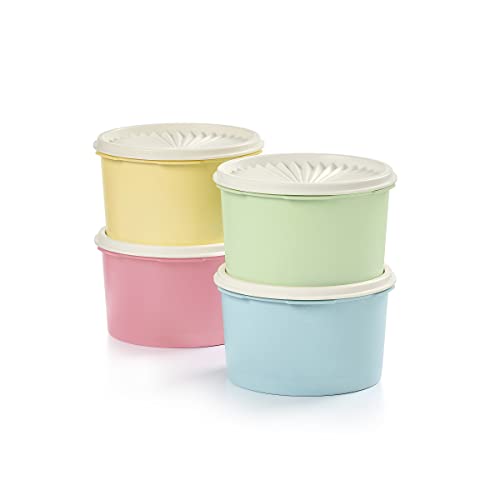 Tupperware Heritage Collection 8 Piece Food Storage Canister Set in Vintage Colors - Dishwasher Safe & BPA Free - (4 Containers + 4 Lids)