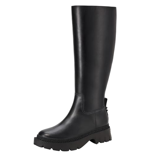 Coach Women's Julietta Leather Boot Knee High, Black, 7.5