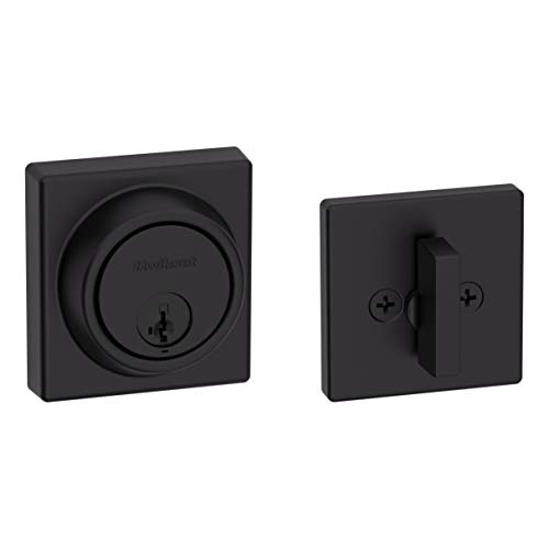 Kwikset 816/7 KeyControl Deadbolt Deadbolt Lock, Matte Black Round Exterior Keyed Front Entry Door, Pick Resistant SmartKey Rekey Security, Single Cylinder Dead Bolt, with Microban Protection