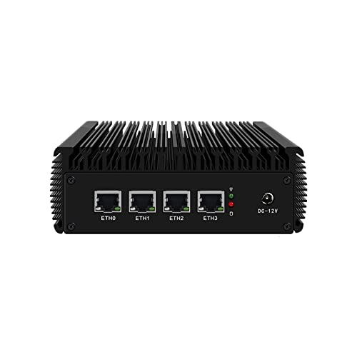 MOGINSOK Firewall Appliance Mini PC 2.5GbE, Intel Celeron J4125 Quad Core 4xIntel I225-V LAN VPN Fanless Firewall Router PC AES-NI 8GB RAM 128GB MSATA SSD Support Pfsense