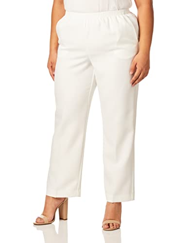 Alfred Dunner Women's Pull-On Style All Around Elastic Waist Polyester Cropped Missy Pants, White, 18