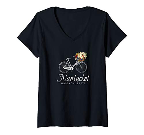 Womens Nantucket Massachusetts V-Neck T-Shirt