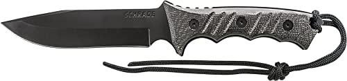 Schrade SCHF3N 12in Full Tang High Carbon S.S. Fixed Blade Knife with 6.4in Clip Point Blade and Micarta Handle for Outdoor Survival, Camping and Bushcraft