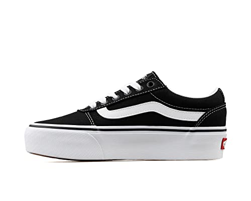 Vans Women's Ward Platform Low-Top Sneakers, Black ((Canvas) Black/White 187), 11