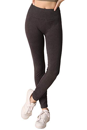 NIKIBIKI Women Seamless Vintage High Waisted Leggings, Made in U.S.A, One Size (Vintage Black)