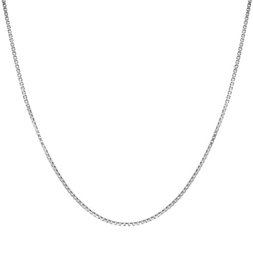 Sterling Silver Chain Necklace for Women Box 1mm Tarnish Resistant Responsibly Sourced - Non-Migrating Clasp Design - Sterling Silver Chain Necklace - Italian Made in Italy - Quality Durable Sturdy 1mm Chain for Women - Quality Gift Box - 925 Sterling Silver Chain Necklace (24 Inches)