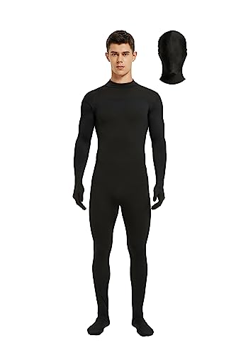 FunColour Unisex Spandex Full Bodysuit Unitard Jumpsuit Zentai Superhero Cosplay Halloween Costumes (Black, X-Large(height:5'7' - 6'0'))