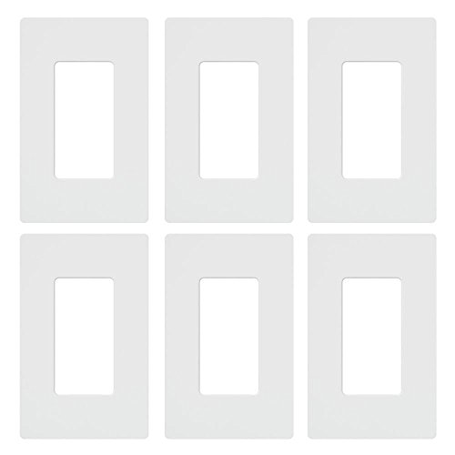 Lutron Claro 1 Gang Decorator/Rocker Wallplate, Gloss, White (6-Pack) | CW-1-WH-6