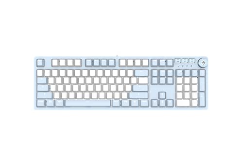 AK515 Wired Mechanical Gaming Keyboard – Brown Switches - PBT Keycaps – Blue-White Matching – White Backlit - Magnetic Suction Panel - Multimedia Keys Roller – for Windows Computer Office Gaming PC